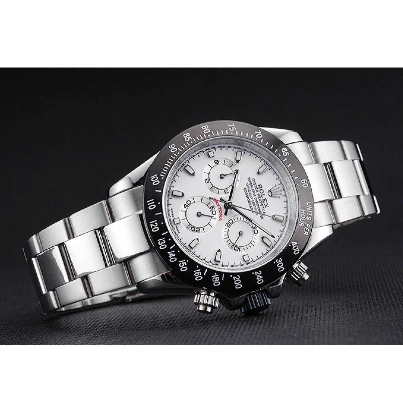 Aaa replica watch Stainless Dial Black Rolex Daytona Steel White Enameled 0705